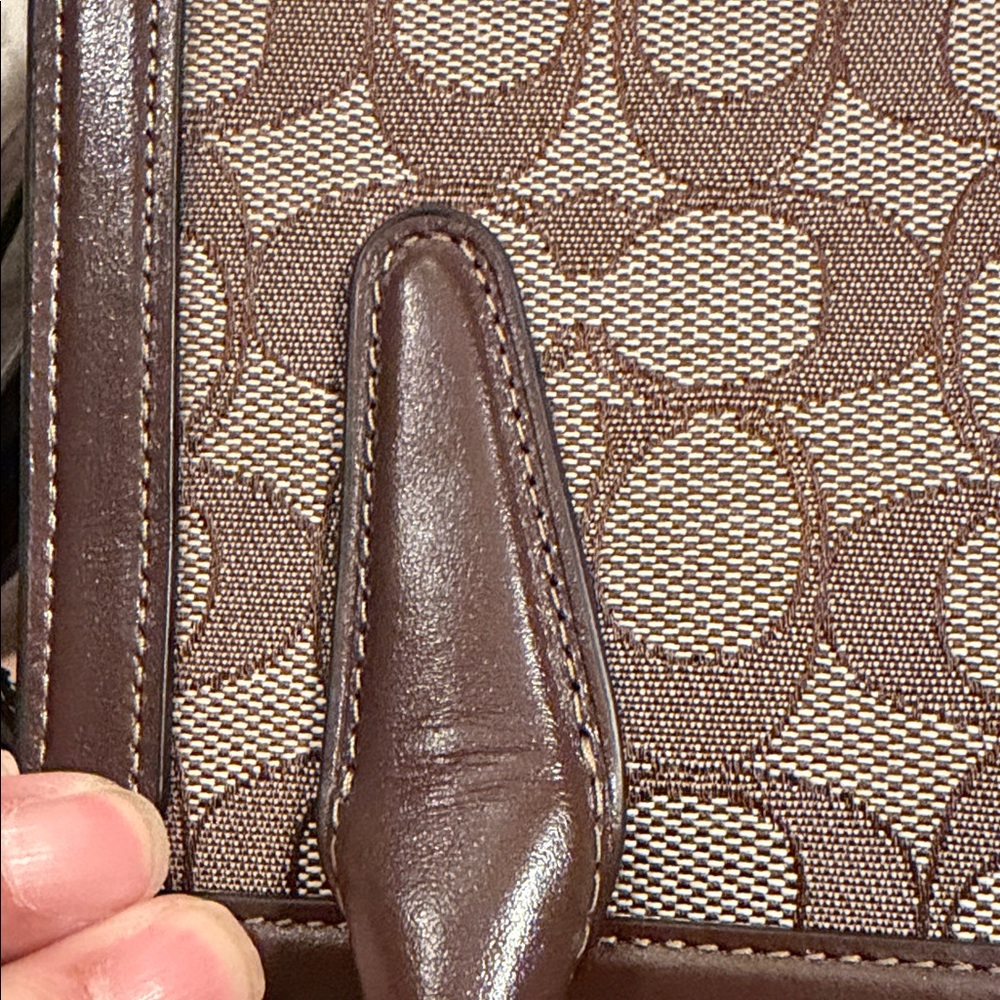 COACH Andrea Carryall Bag In Signature Jacquard CT766 Silver/Oak/Maple - Picture 11 of 13
